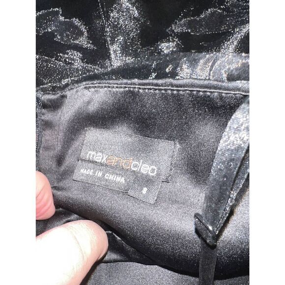 Max and Cleo black cocktail dress lined black tiered chiffon adjustable straps - Picture 8 of 10